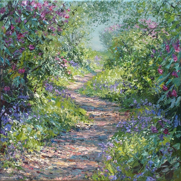 Mark Preston - bluebells and rhododendrons, bramley wood